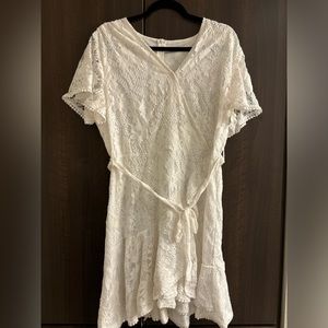 Floral lace white dress